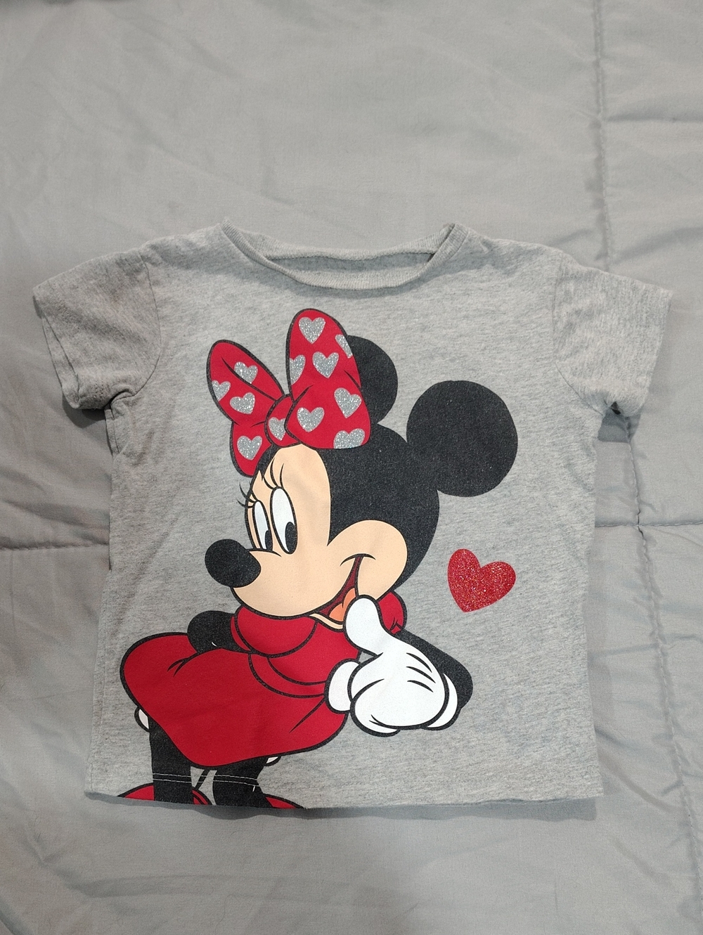 Disney Minnie Mouse Gray Tee with Red Accents